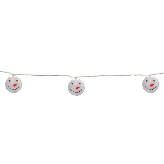 10ct. White Snowman Paper Lantern Christmas Light Set